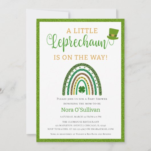 Invitation Un petit Baby shower de la St. Patrick de Leprecha (Devant)