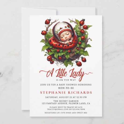 Invitation Un petit Baby shower de Ladybug (Devant)