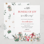 Invitation Un petit Baby shower de Noël de joie (Devant / Derrière)