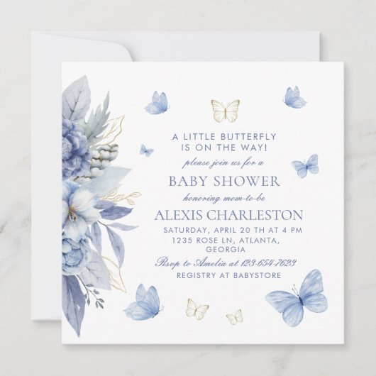 Invitation Un petit Baby shower de papillon (Devant)