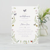 Invitation Un petit Baby shower de papillon Fleur sauvage (Debout devant)