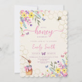 Invitation Un petit Baby shower de papillons floraux d'abeill (Devant)