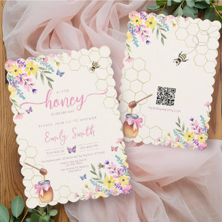 Invitation Un petit Baby shower de papillons floraux d'abeill