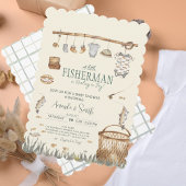 Invitation Un petit Baby shower de pêche à l'aquarelle pêcheu
