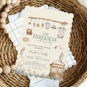 Invitation Un petit Baby shower de pêche à l'aquarelle pêcheu