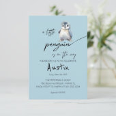 Invitation Un petit Baby shower de pingouin (Debout devant)