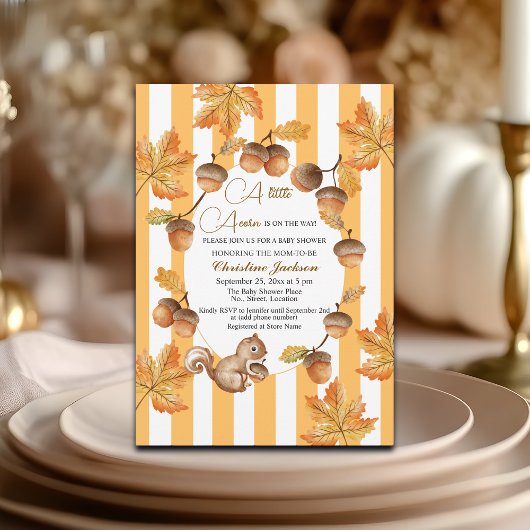 Invitation Un Petit Baby shower De Plaids D'Automne Acorn