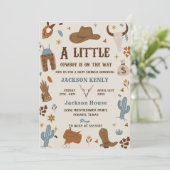 Invitation Un petit Baby shower de rodéo occidental Cowboy (Debout devant)