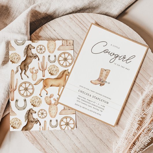 Invitation Un petit Baby shower de rodéo occidental de fille