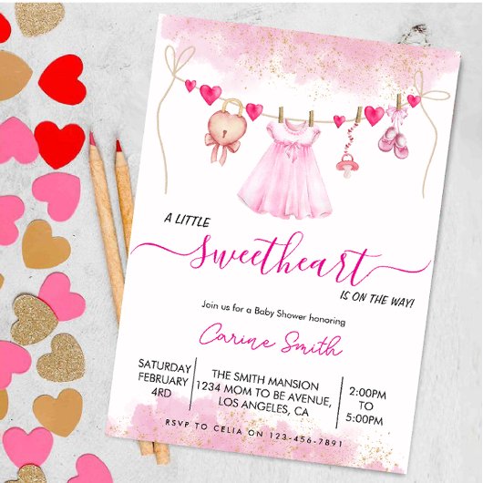 Invitation Un petit Baby shower de Saint Valentin