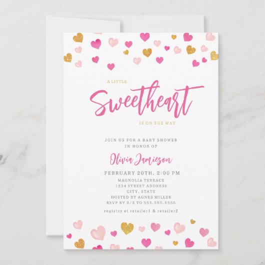 Invitation Un petit Baby shower de Saint-Valentin (Devant)