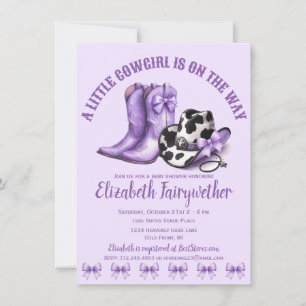 Invitation Un petit Baby shower de vaches pourpres