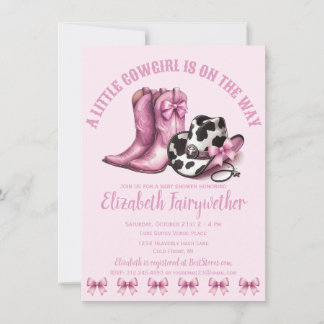 Invitation Un petit Baby shower de vaches roses