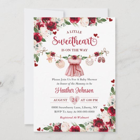Invitation Un petit Baby shower de Valentine un peu amoureuse (Devant)