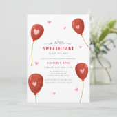 Invitation Un petit Baby shower de Valentines de Balloon (Debout devant)