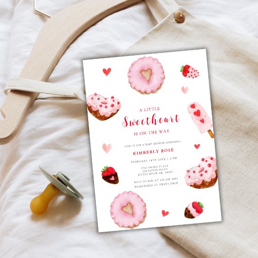 Invitation Un petit Baby shower de Valentines de Donuts