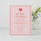 Invitation Un petit Baby shower de Valentines un peu amoureux (Debout devant)