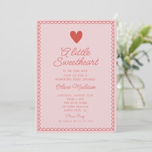 Invitation Un petit Baby shower de Valentines un peu amoureux