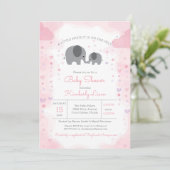 Invitation Un petit Baby shower d'éléphant d'arachide (Debout devant)