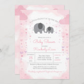 Invitation Un petit Baby shower d'éléphant d'arachide (Devant / Derrière)