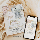 Invitation Un petit baby shower d'éléphant d'arachide Boho Sa