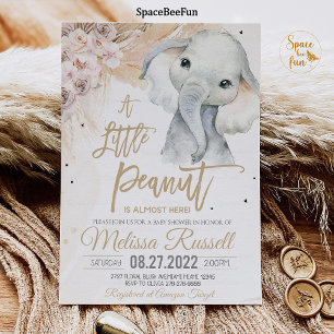 Invitation Un petit baby shower d'éléphant d'arachide Boho Sa