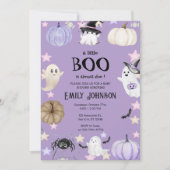 Invitation Un petit Baby shower d'Halloween Boo violet (Devant)