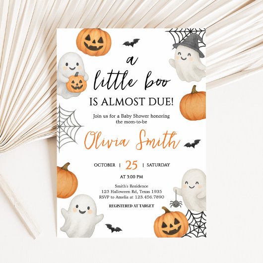 Invitation Un petit Baby shower d'Halloween Citrouille Boo