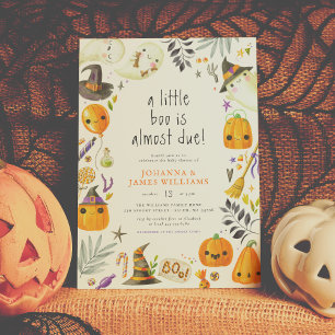 Invitation Un petit Baby shower d'Halloween Citrouille et fan