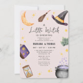 Invitation Un petit Baby shower d'Halloween de fille brasseus (Devant)