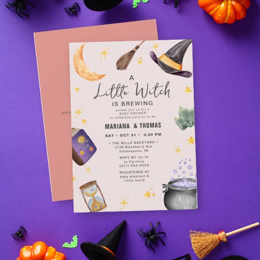 Invitation Un petit Baby shower d'Halloween de fille brasseus