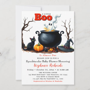 Invitation Un petit Baby shower d'Halloween Ghost Cauldron