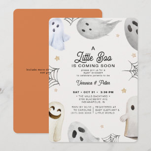 Invitation Un petit Baby shower d'Halloween orangé neutre Boo
