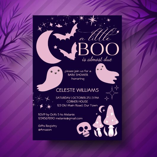 Invitation Un petit baby shower d'Halloween rose