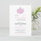 Invitation Un petit Baby shower d'Halloween rose Citrouille (Debout devant)