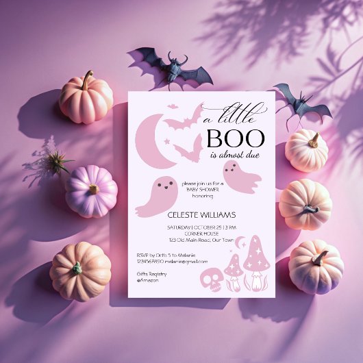 Invitation Un petit baby shower d'Halloween rose pastel