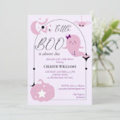 Invitation Un petit baby shower d'Halloween rose pastel (Debout devant)