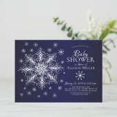 Invitation Un petit Baby shower d'hiver de flocon de neige (Debout devant)