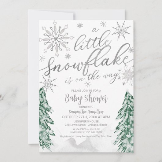Invitation Un petit Baby shower d'hiver de Noël (Devant)
