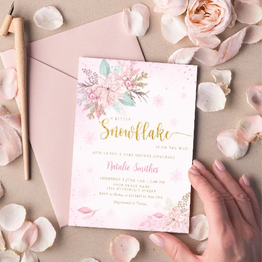 Invitation Un petit Baby shower d'hiver de Snowflake Boho