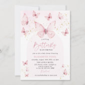 Invitation Un petit Baby shower d'or rose papillon (Devant)