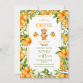 Invitation Un petit Baby shower d'ours orange Cutie (Devant)