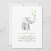 Invitation Un petit Baby shower Eléphant de bébé doux à l'ara (Devant)