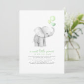 Invitation Un petit Baby shower Eléphant de bébé doux à l'ara (Debout devant)