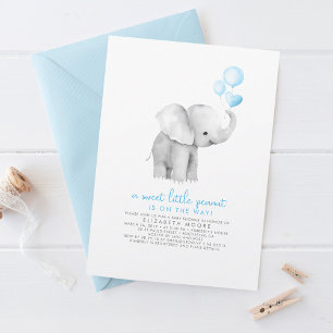 Invitation Un petit Baby shower Eléphant de bébé doux à l'ara