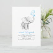 Invitation Un petit Baby shower Eléphant de bébé doux à l'ara (Debout devant)