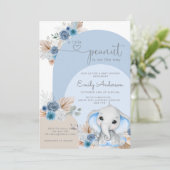 Invitation Un petit Baby shower éléphant de cacahuète Boho Bo (Debout devant)