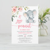 Invitation Un Petit Baby shower Eléphant Petite fille de caca (Debout devant)