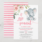 Invitation Un Petit Baby shower Eléphant Petite fille de caca (Devant / Derrière)
