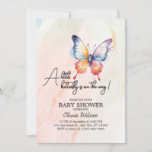 Invitation Un petit Baby shower fantaisiste pastel aux papill (Devant)